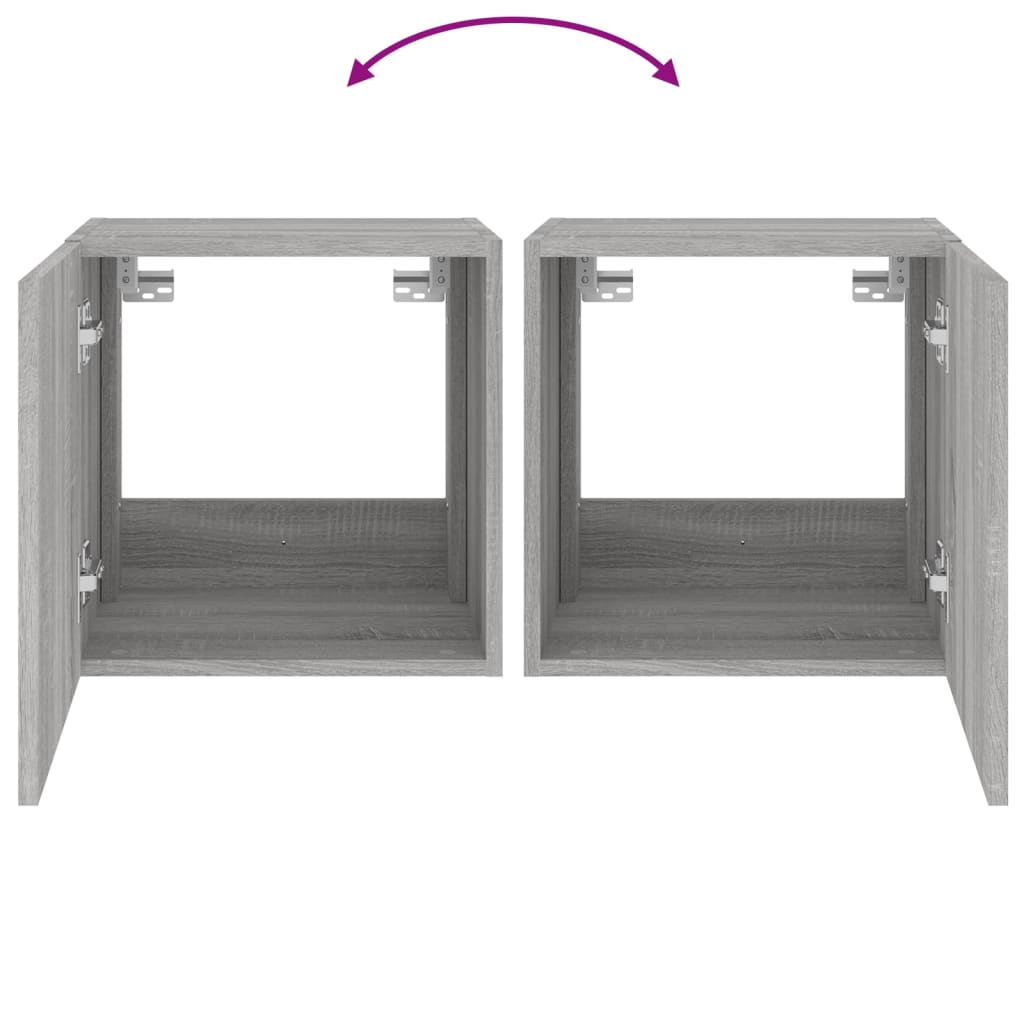 Móvel de parede p/ TV c/ luzes LED 40,5x35x40cm cinzento sonoma