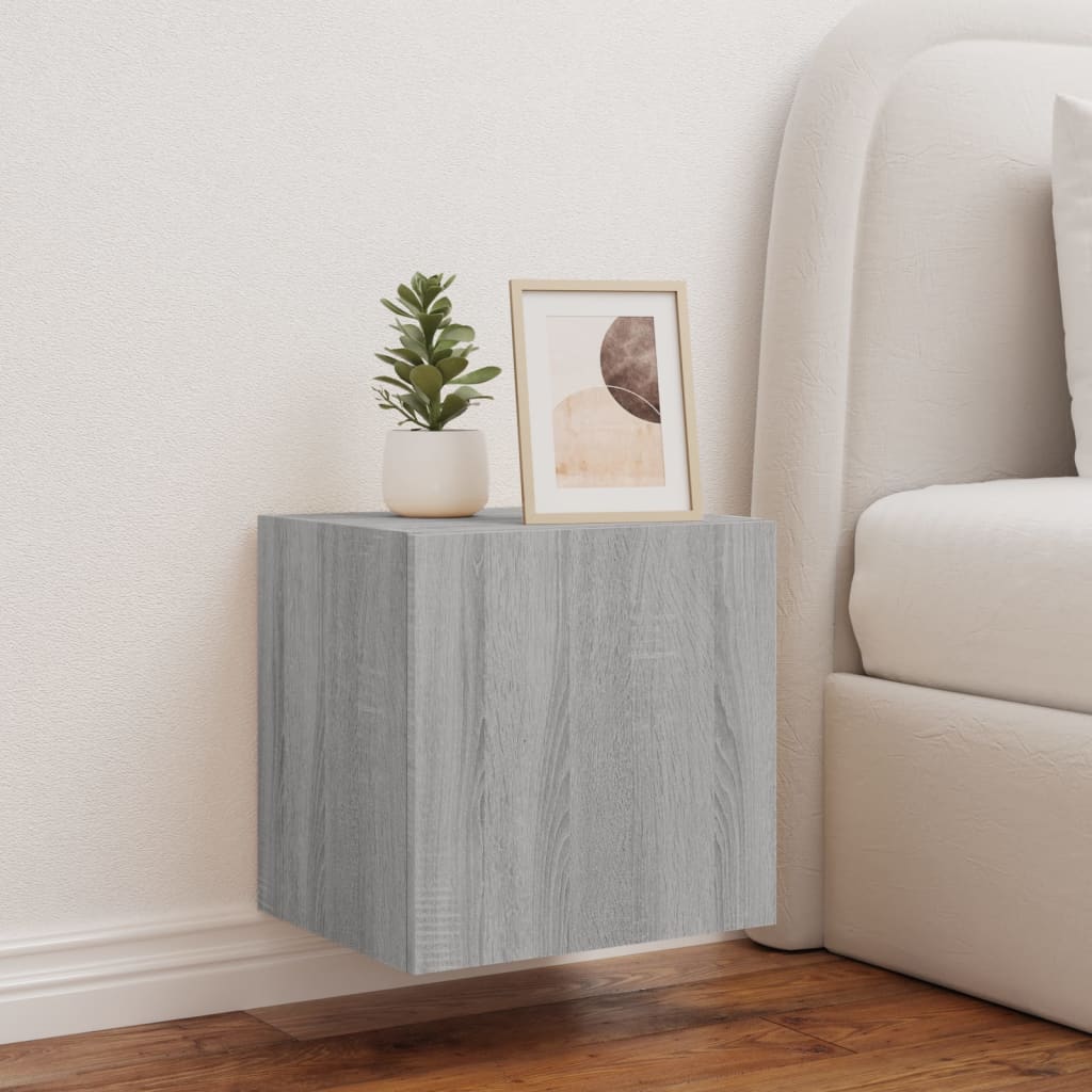 Móvel de parede p/ TV c/ luzes LED 40,5x35x40cm cinzento sonoma