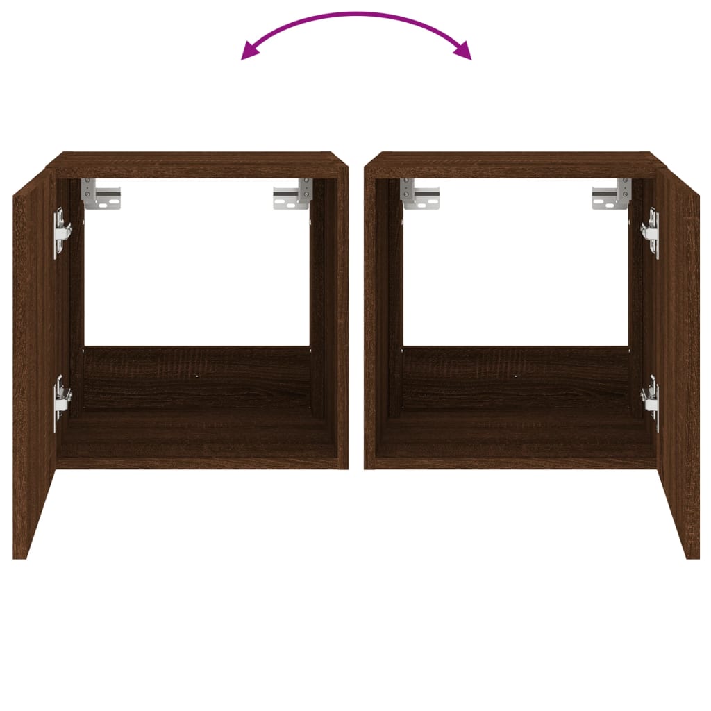 Móvel parede p/ TV c/ luzes LED 40,5x35x40 cm carvalho castanho