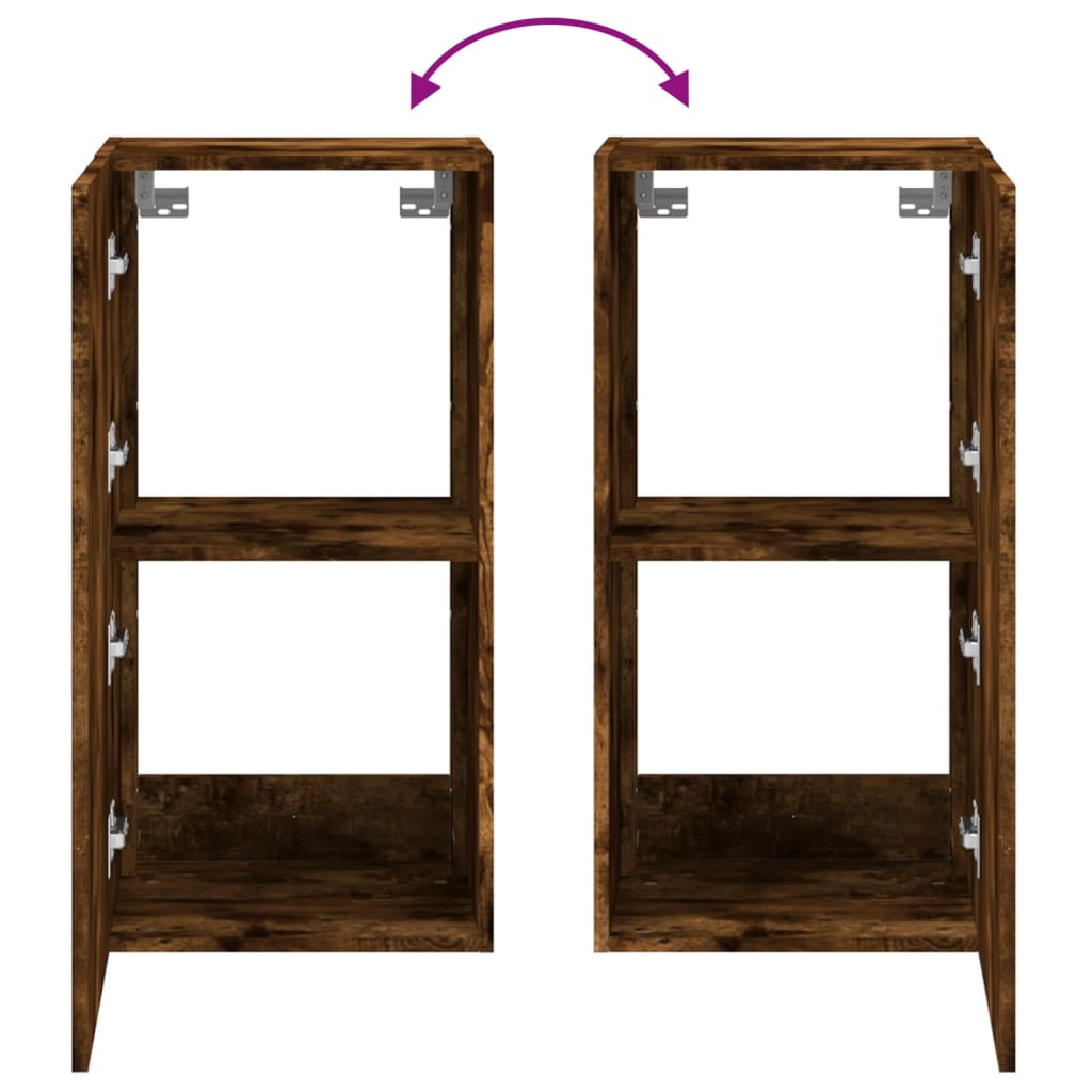 Móvel de parede p/ TV c/ luzes LED 40,5x35x80cm carvalho fumado