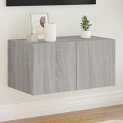 Móvel de parede p/ TV c/ luzes LED 60x35x31 cm cinzento sonoma