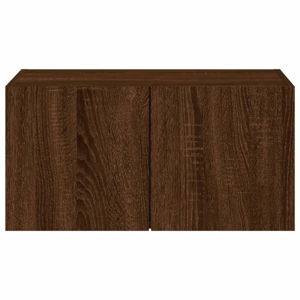 Móvel de parede p/ TV c/ luzes LED 60x35x31 carvalho castanho