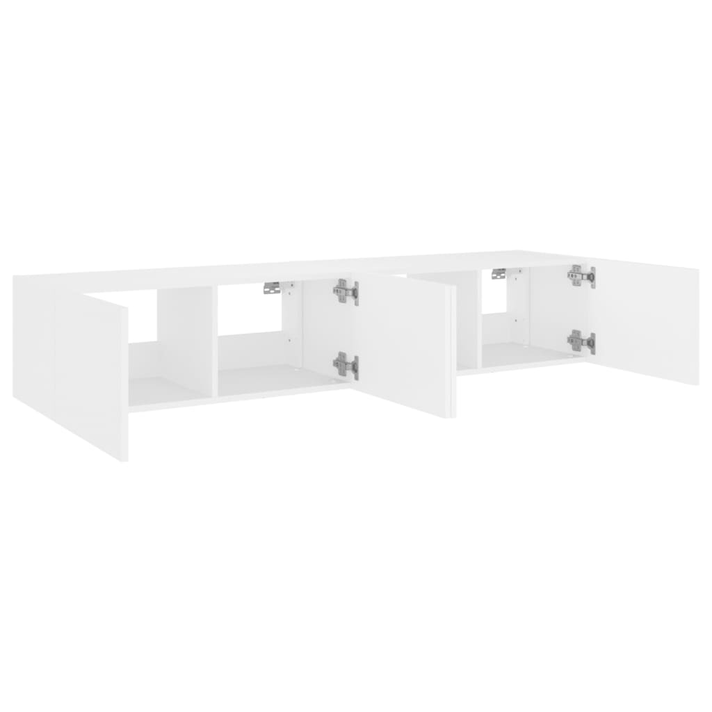 Móveis de parede p/ TV com luzes LED 2 pcs 80x35x31 cm branco