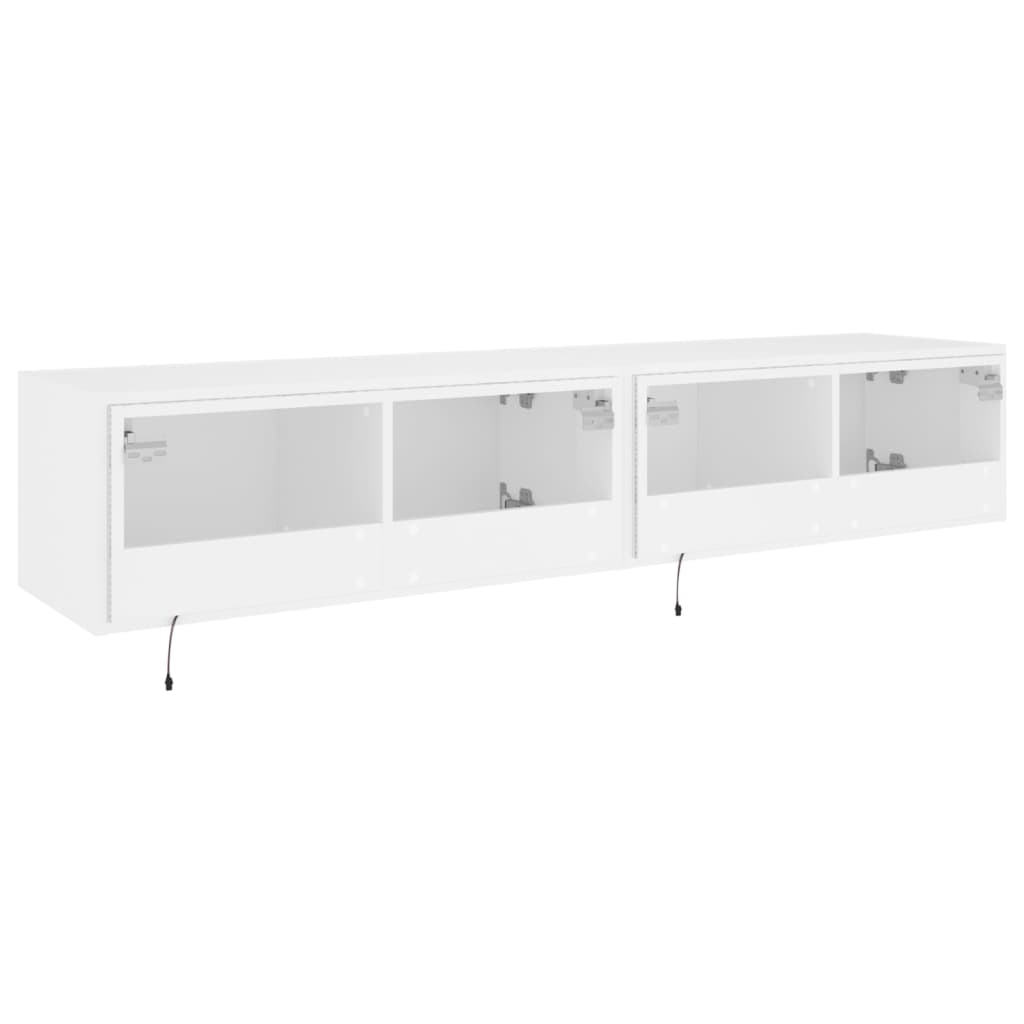 Móveis de parede p/ TV com luzes LED 2 pcs 80x35x31 cm branco
