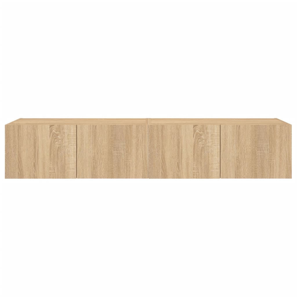 Móveis de parede para TV com luzes LED 2 pcs carvalho sonoma