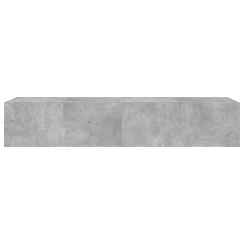 Móveis de parede para TV com luzes LED 2 pcs cinzento cimento