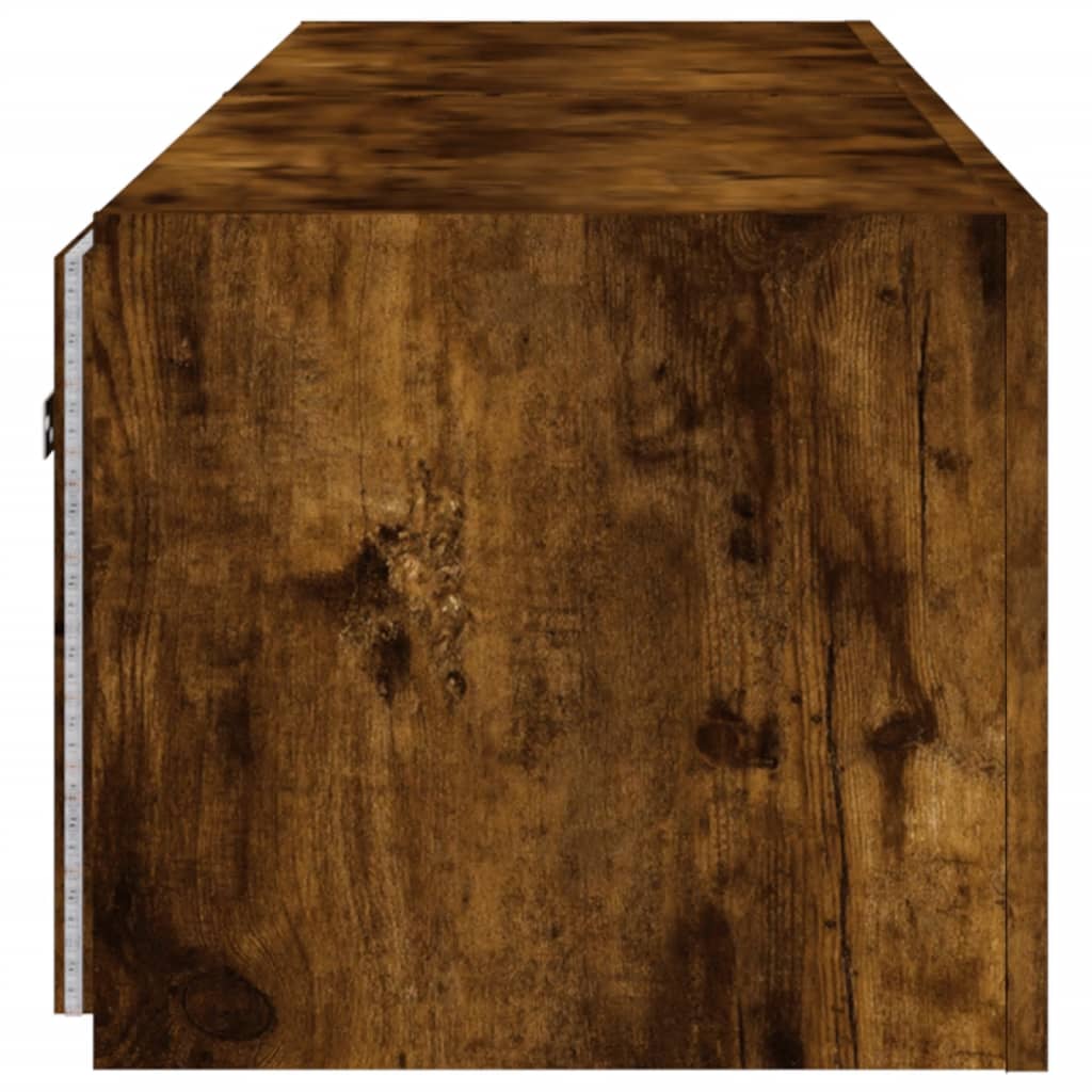 Móveis de parede para TV com luzes LED 2 pcs carvalho fumado