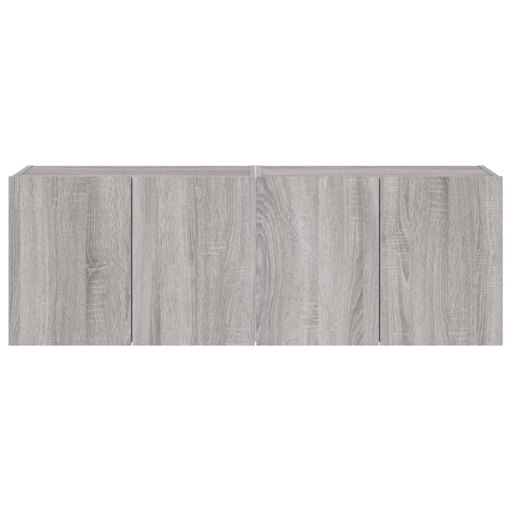 Móveis de parede para TV com luzes LED 2 pcs cinzento sonoma