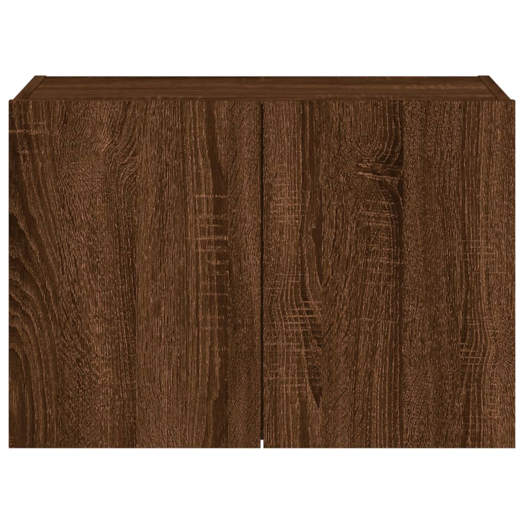 Móvel parede p/ TV c/ luzes LED 60x35x41 cm carvalho castanho