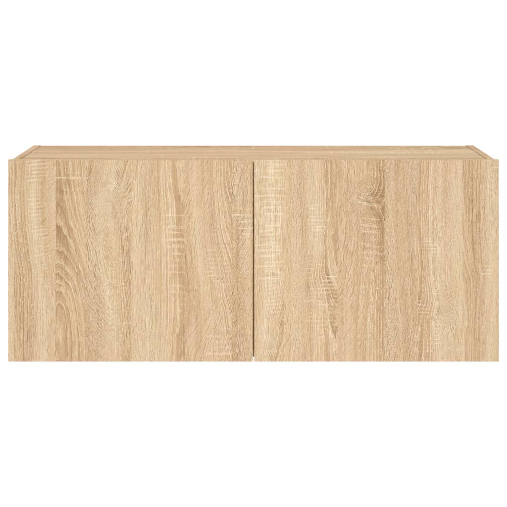 Móvel de parede p/ TV c/ luzes LED 100x35x41 cm carvalho sonoma