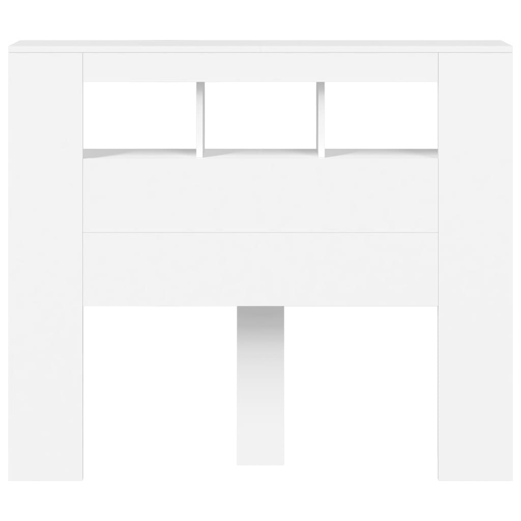 Cabeceira cama c/ LEDs 120x18,5x103,5 cm deriv. madeira branco