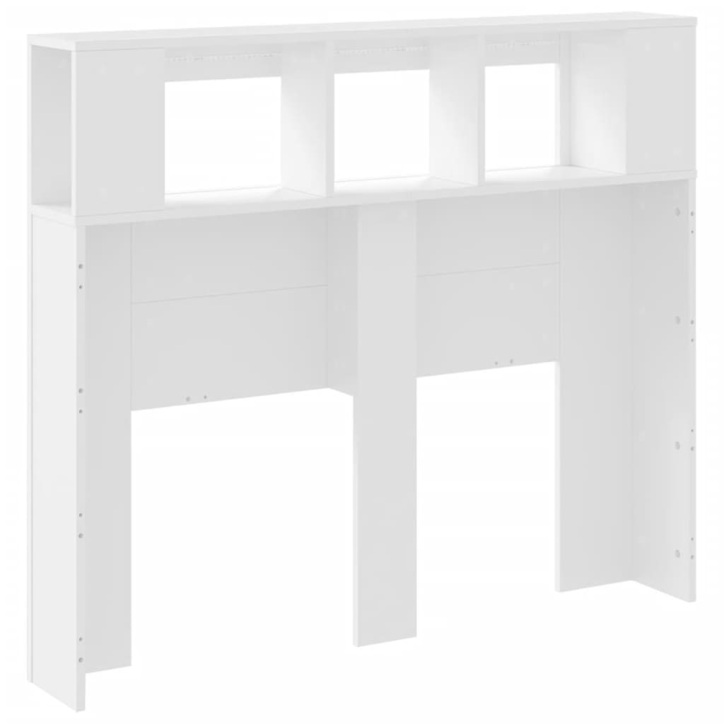 Cabeceira cama c/ LEDs 120x18,5x103,5 cm deriv. madeira branco