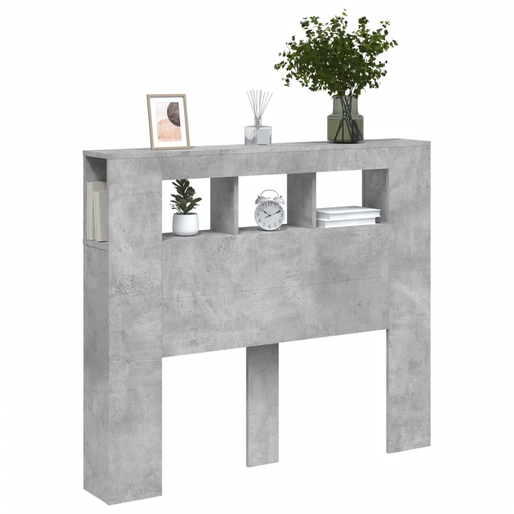 Cabeceira c/ LEDs 120x18,5x103,5 cm cinzento-cimento