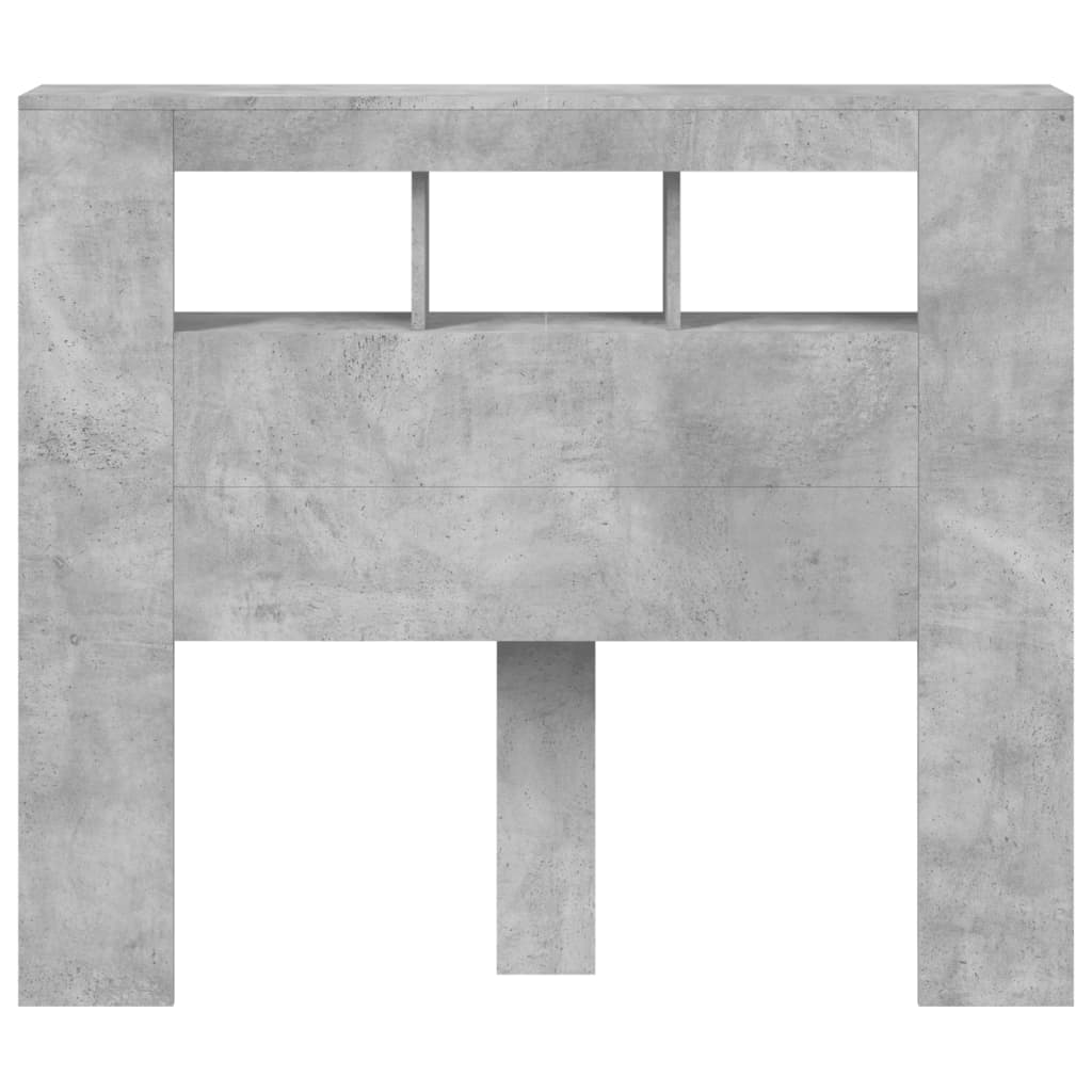 Cabeceira c/ LEDs 120x18,5x103,5 cm cinzento-cimento