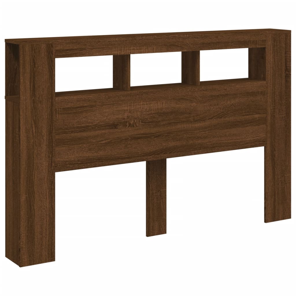 Cabeceira c/ LEDs 160x18,5x103,5 cm carvalho castanho