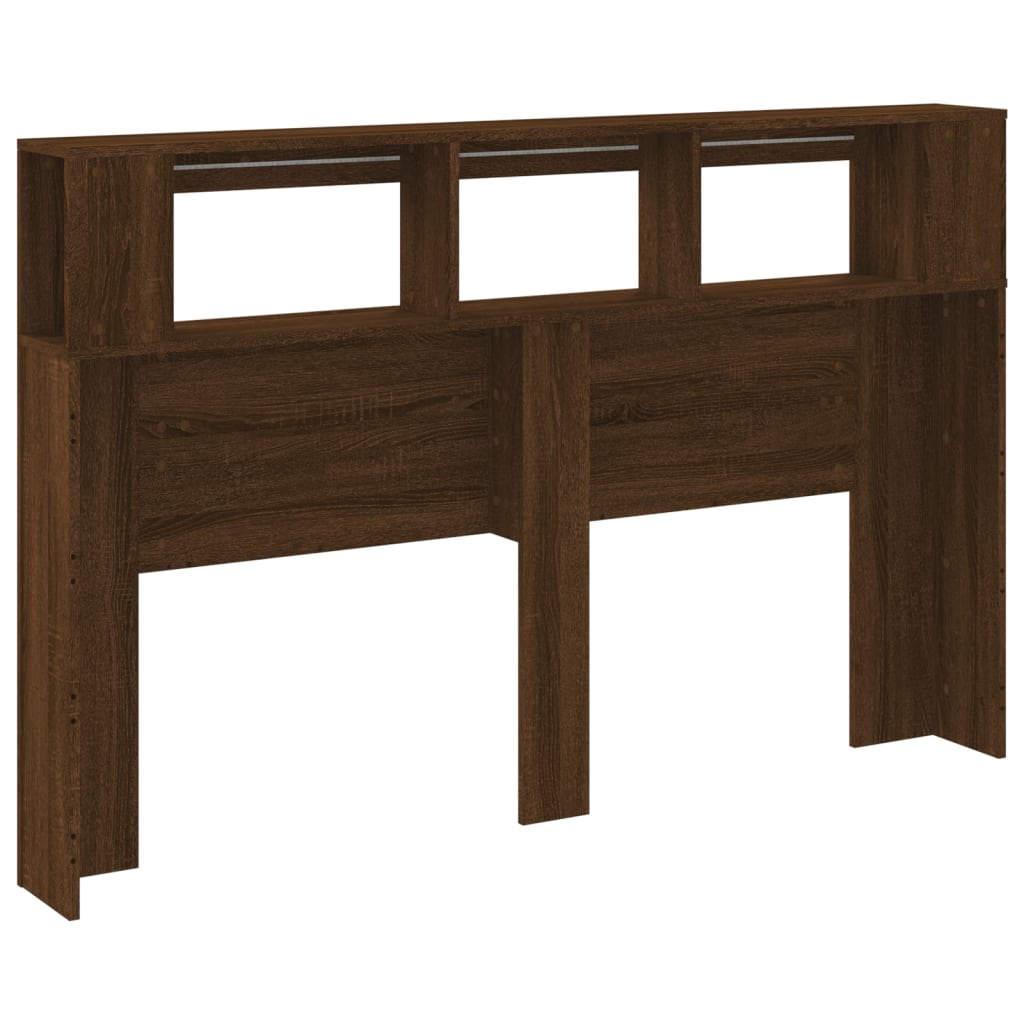 Cabeceira c/ LEDs 160x18,5x103,5 cm carvalho castanho