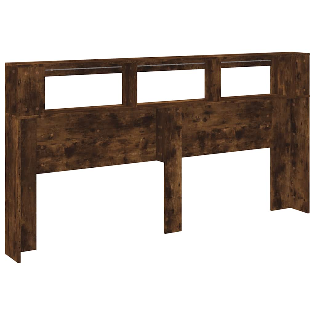 Cabeceira LEDs 200x18,5x103,5 cm deriv. madeira carvalho fumado