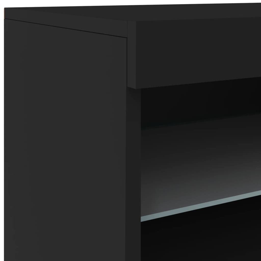 Aparador com luzes LED 162x37x67 cm preto