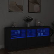 Aparador com luzes LED 162x37x67 cm preto