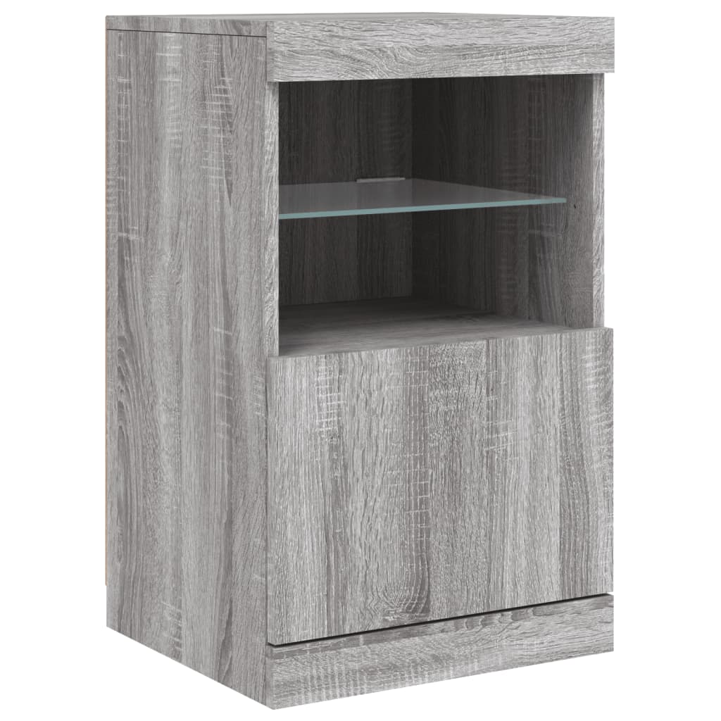 Aparador com luzes LED 162x37x67 cm cinzento sonoma