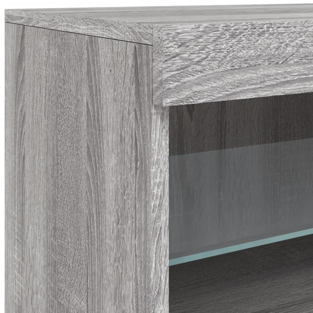 Aparador com luzes LED 181,5x37x67 cm cinzento sonoma