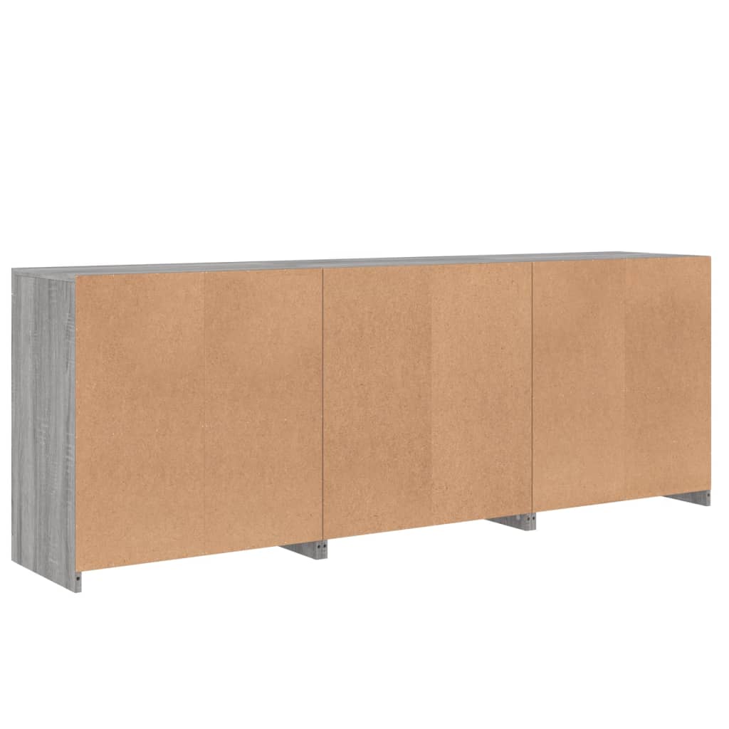 Aparador com luzes LED 181,5x37x67 cm cinzento sonoma