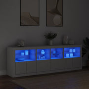 Aparador com luzes LED 202x37x67 cm branco