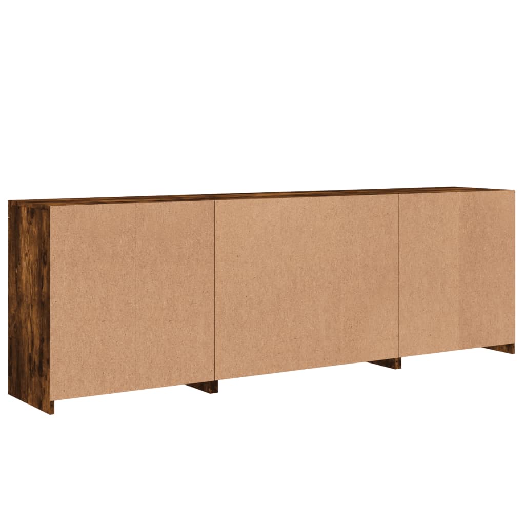 Aparador com luzes LED 202x37x67 cm carvalho fumado