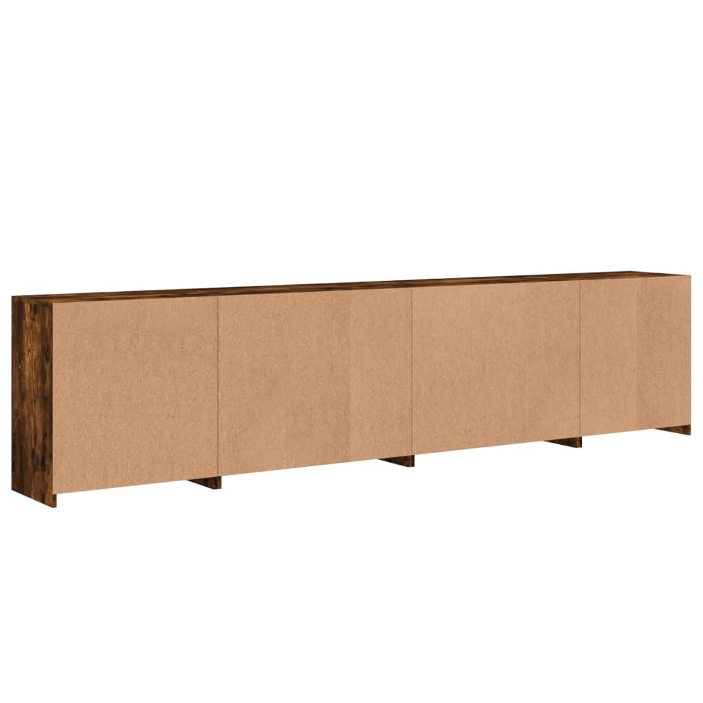 Aparador com luzes LED 283x37x67 cm carvalho fumado