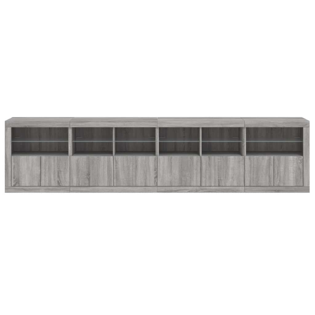 Aparador com luzes LED 283x37x67 cm cinzento sonoma