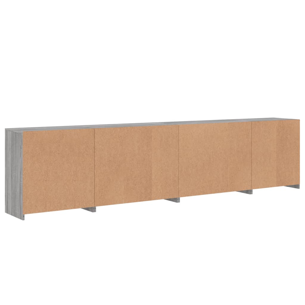Aparador com luzes LED 283x37x67 cm cinzento sonoma