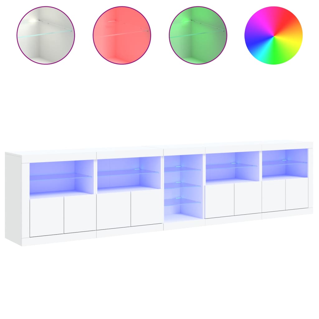 Aparador com luzes LED 283x37x67 cm branco