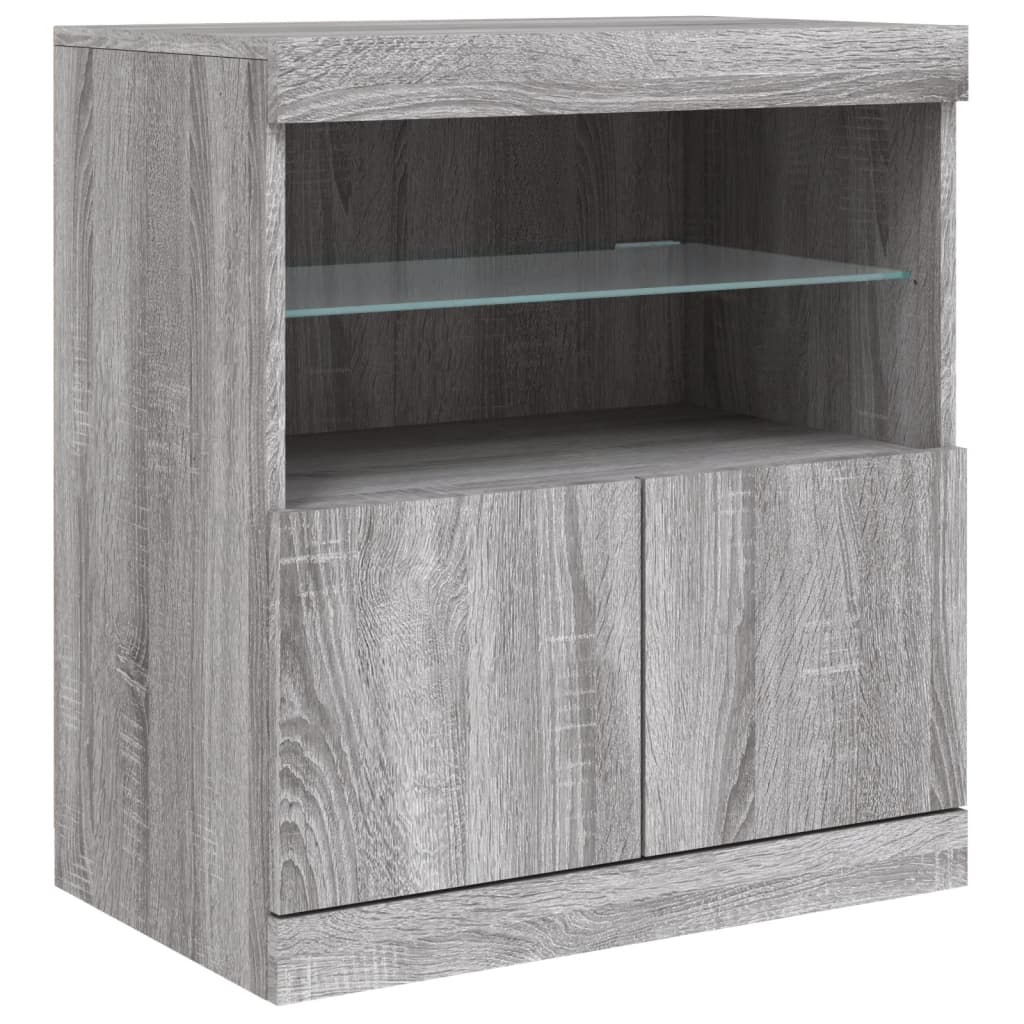 Aparador com luzes LED 283x37x67 cm cinzento sonoma