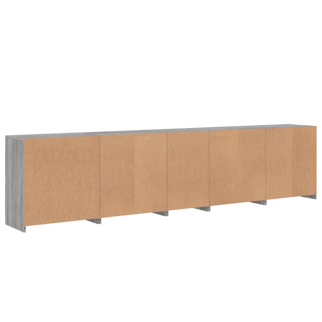Aparador com luzes LED 283x37x67 cm cinzento sonoma