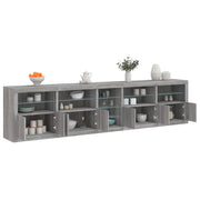 Aparador com luzes LED 283x37x67 cm cinzento sonoma