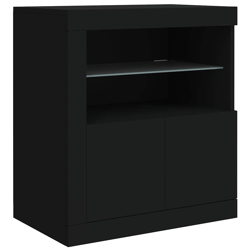 Aparador com luzes LED 162x37x67 cm preto