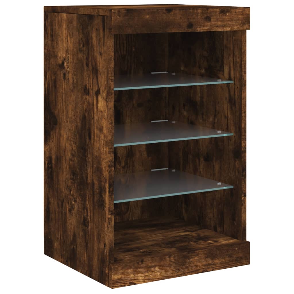 Aparador com luzes LED 162x37x67 cm carvalho fumado