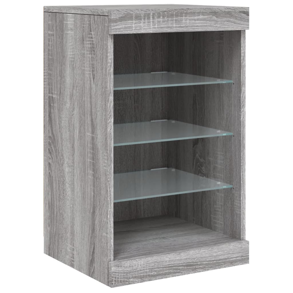 Aparador com luzes LED 162x37x67 cm cinzento sonoma