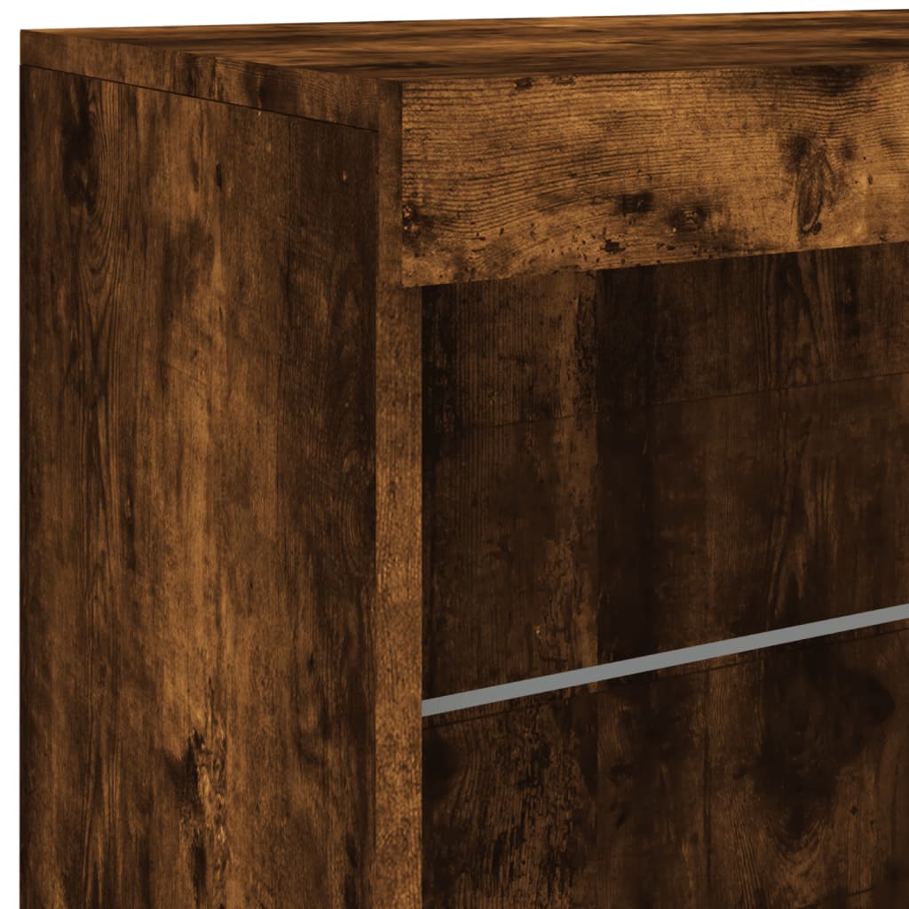 Aparador com luzes LED 181,5x37x67 cm carvalho fumado