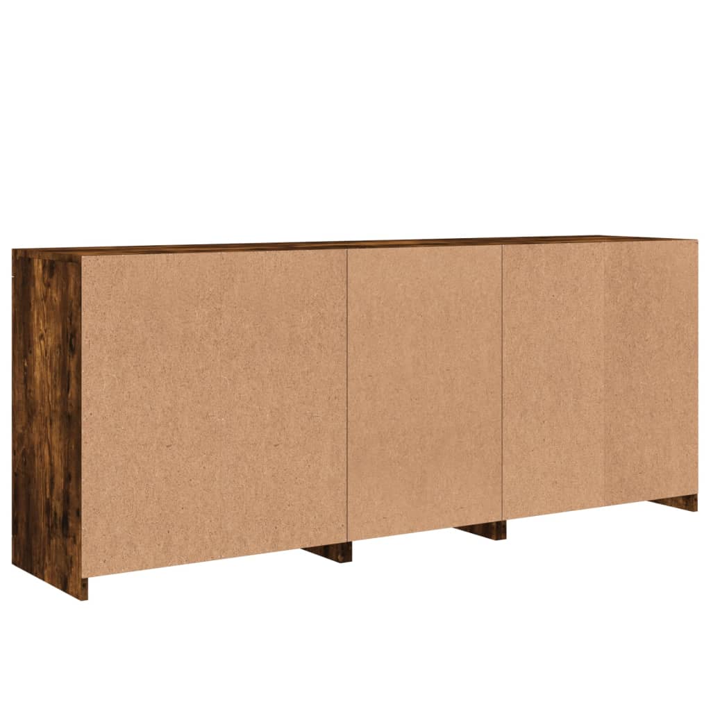 Aparador com luzes LED 181,5x37x67 cm carvalho fumado