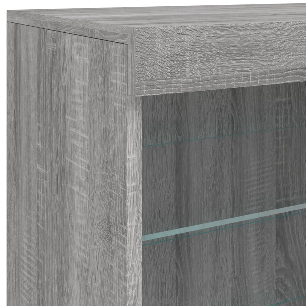 Aparador com luzes LED 181,5x37x67 cm cinzento sonoma