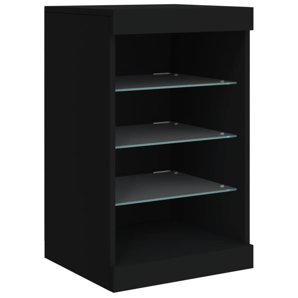 Aparador com luzes LED 164x37x67 cm preto