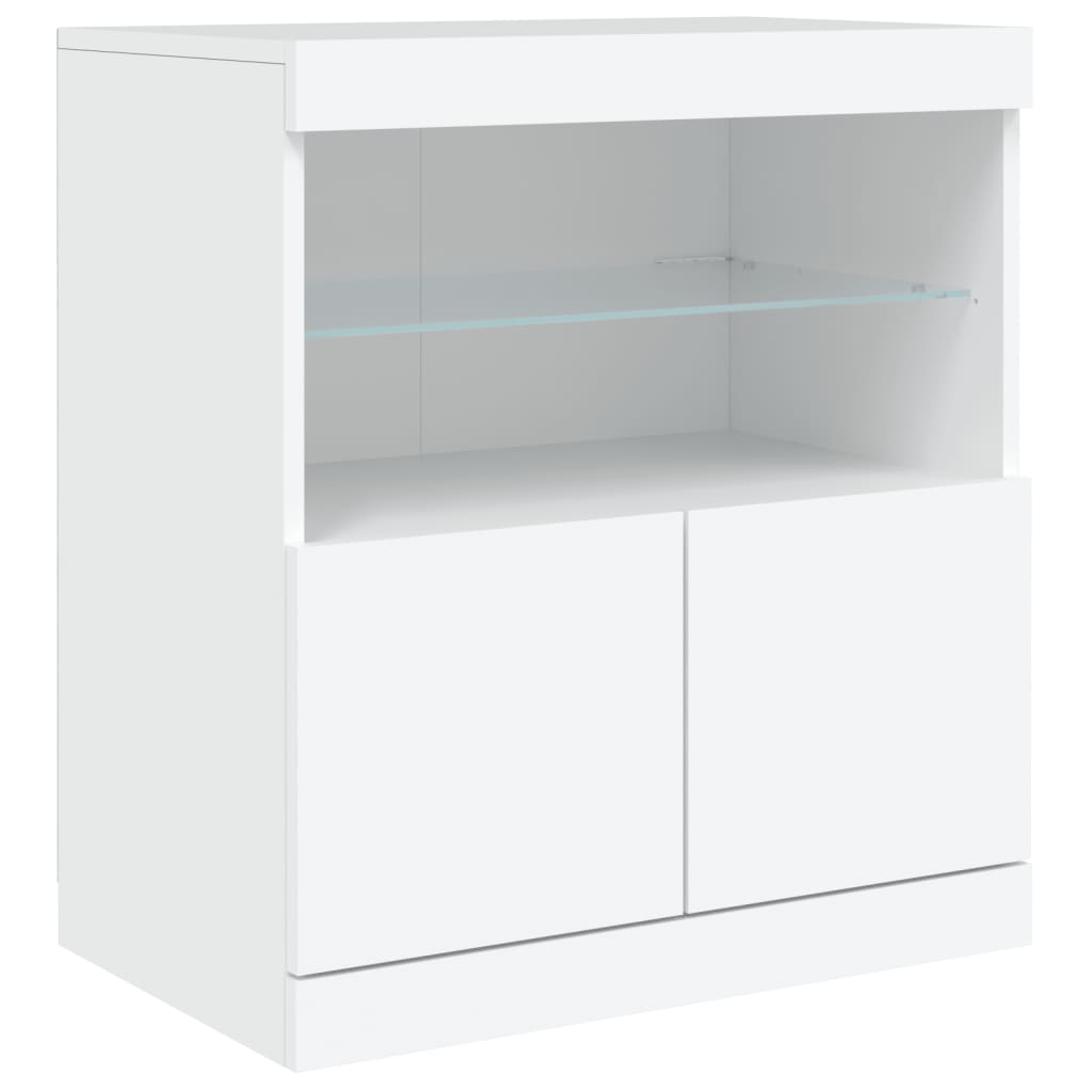 Aparador com luzes LED 142,5x37x67 cm branco