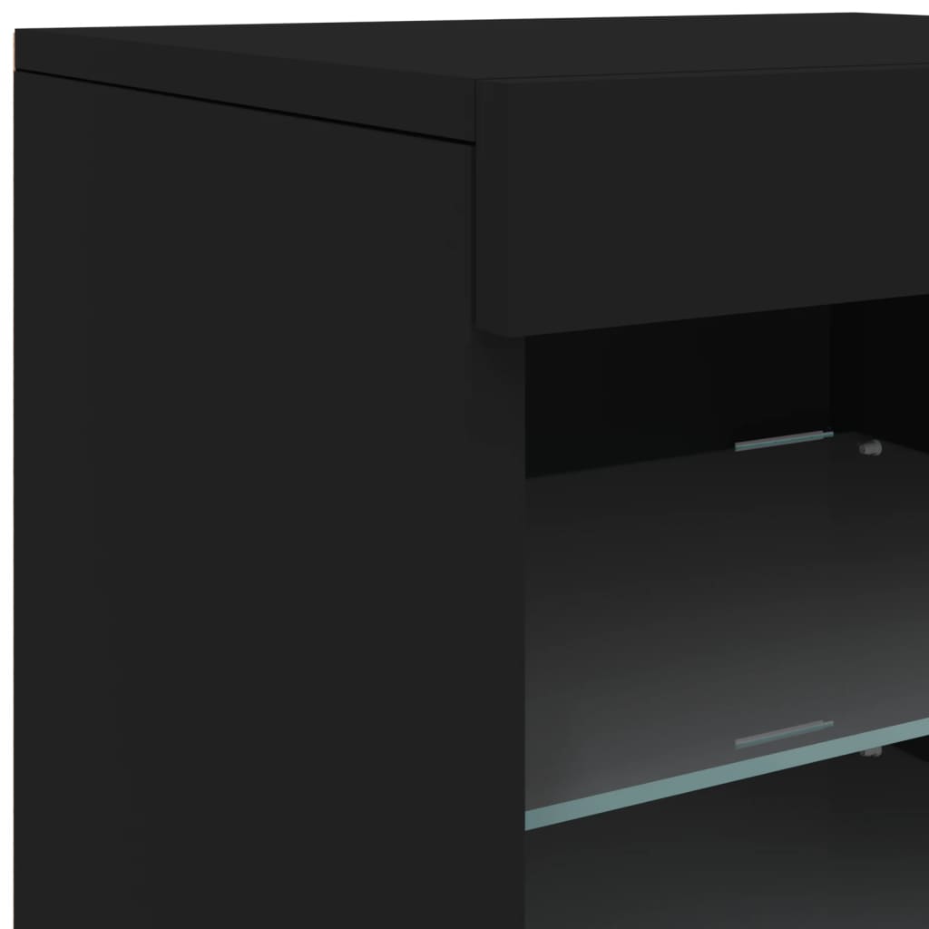 Aparador com luzes LED 123x37x67 cm preto