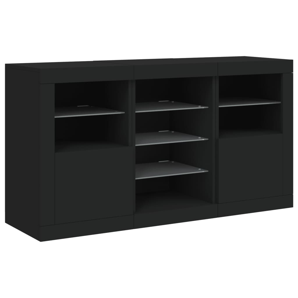 Aparador com luzes LED 123x37x67 cm preto
