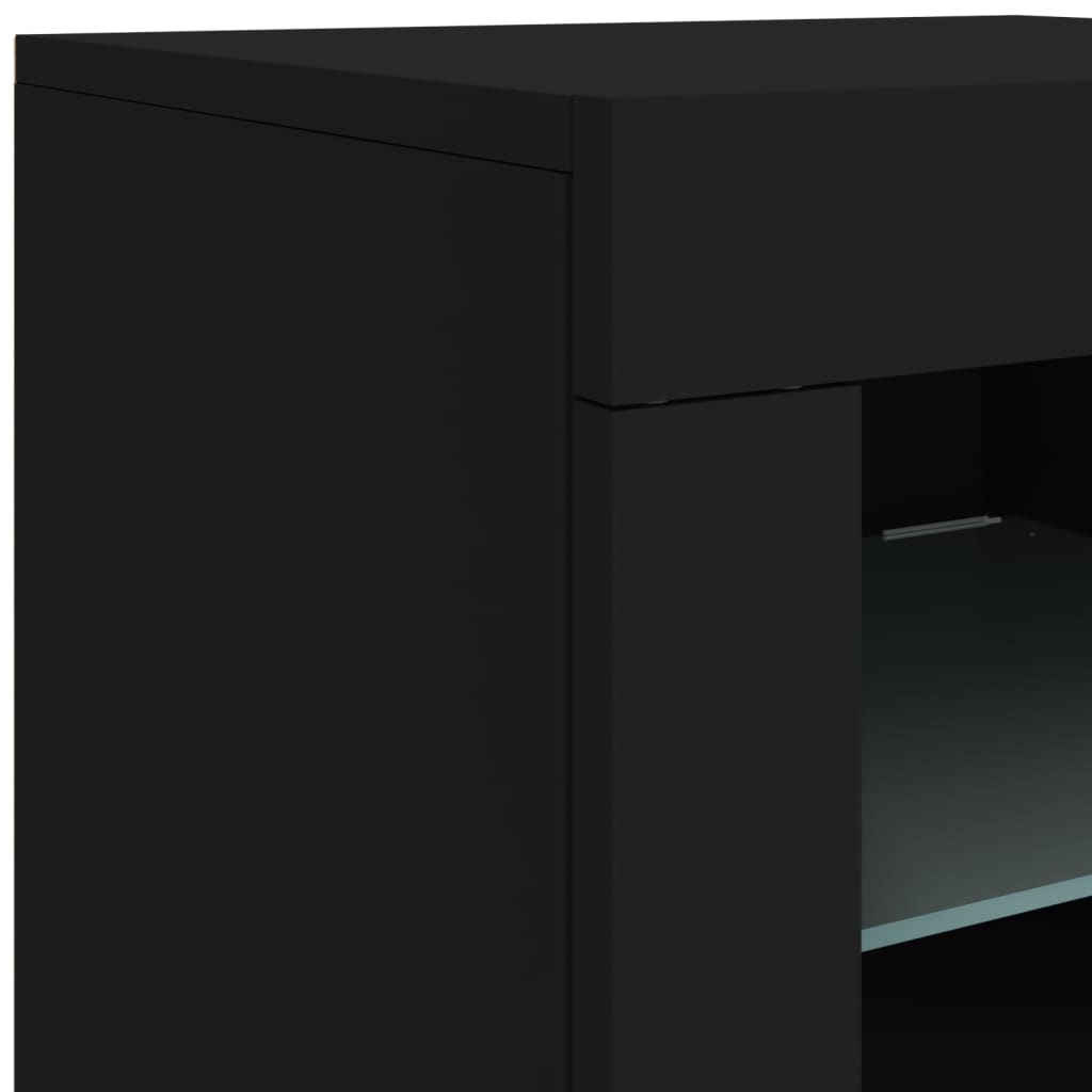 Aparador com luzes LED 123x37x67 cm preto