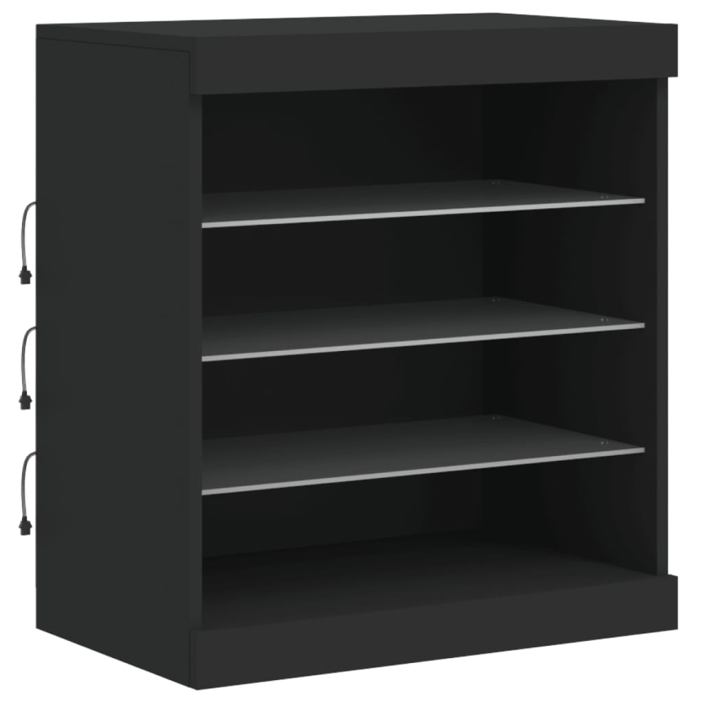Aparador com luzes LED 142,5x37x67 cm preto