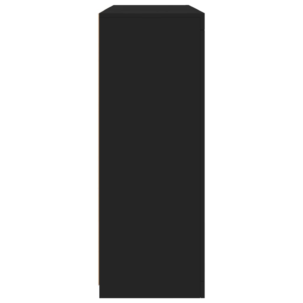 Aparadores c/ luzes LED 3 pcs derivados de madeira preto