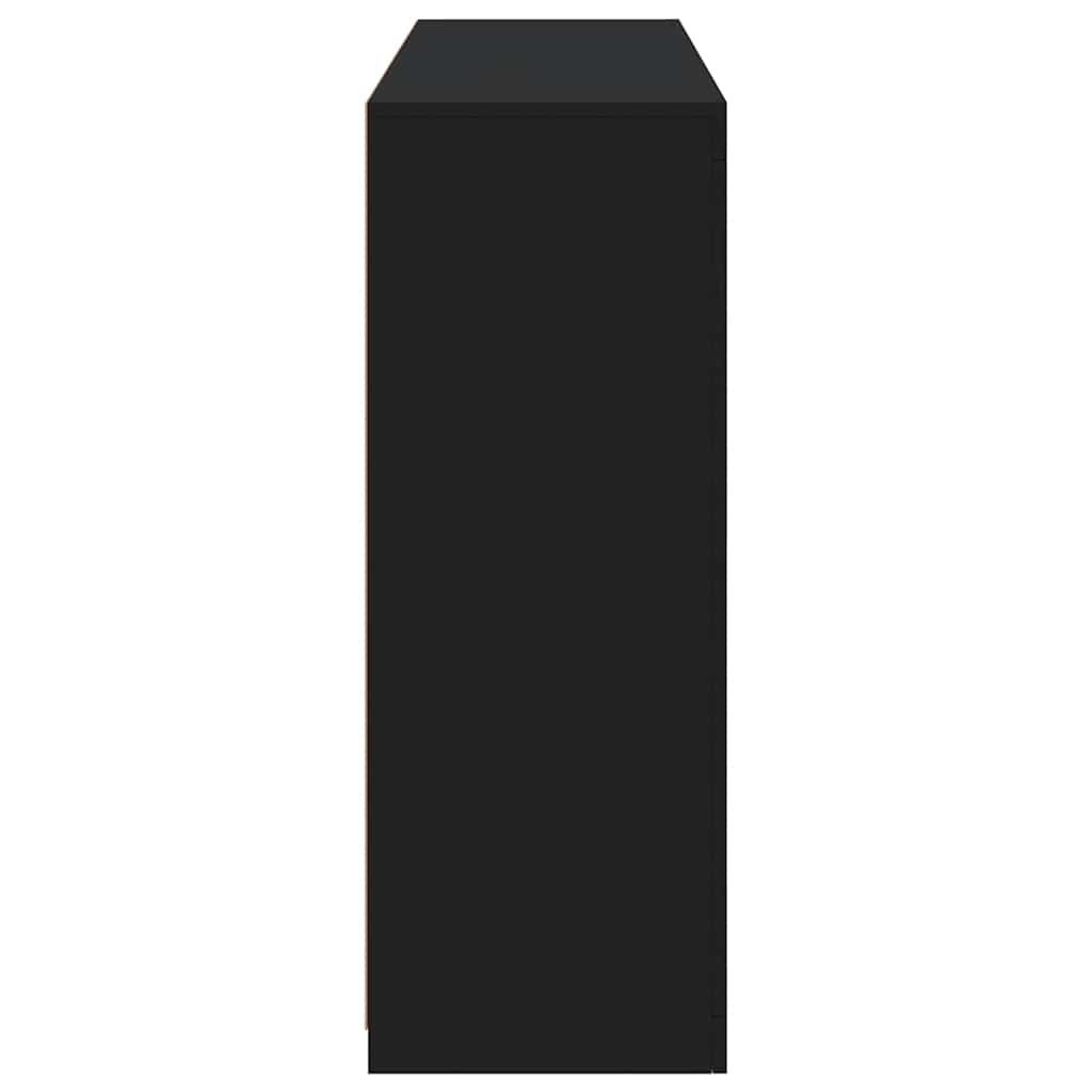 Aparadores c/ luzes LED 3 pcs derivados de madeira preto