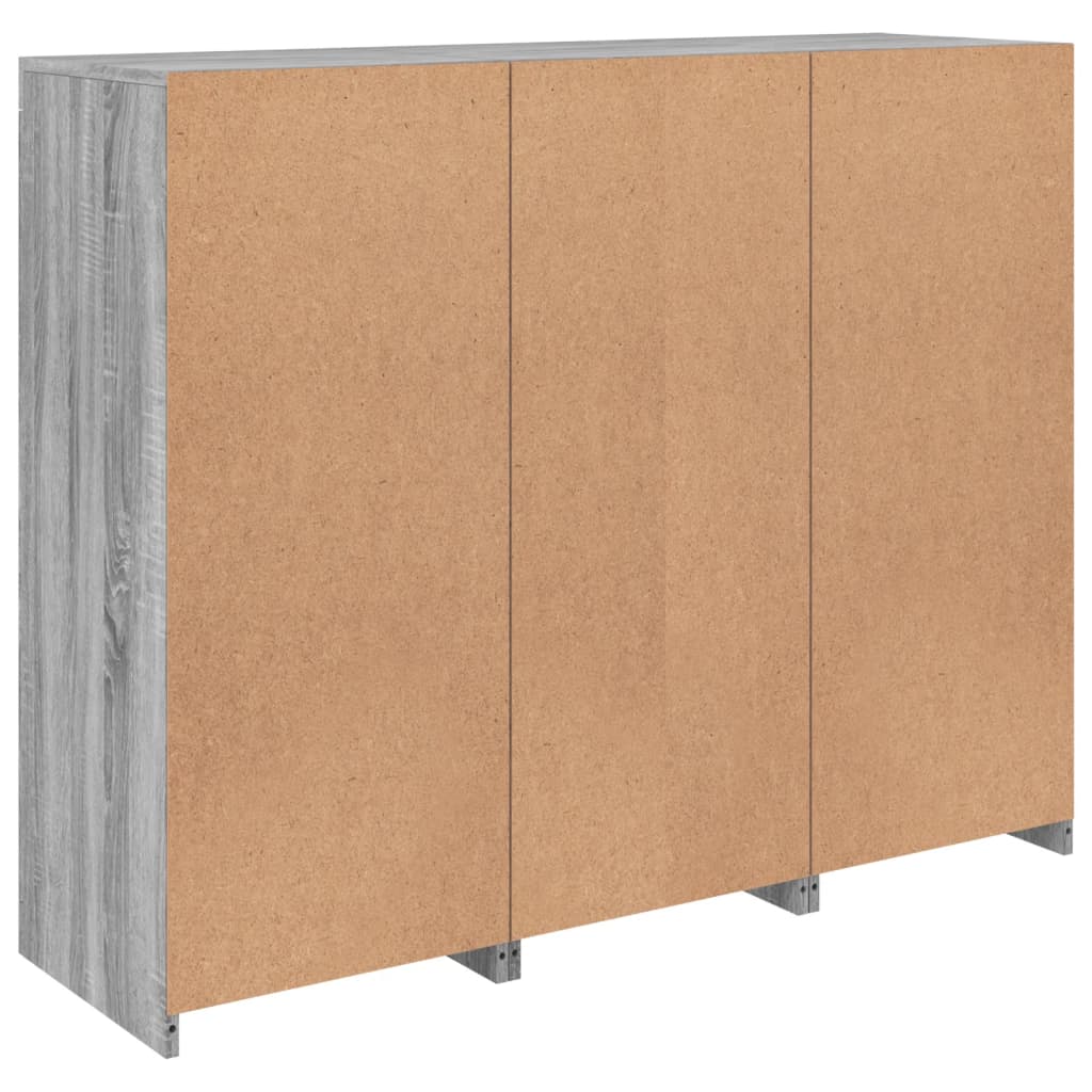 Aparadores c/ LEDs 3 pcs derivados de madeira cinzento sonoma